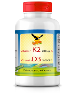 Vitamin D3 3000 IE + Vitamin K2 200 μg MK7 | 100 Kapseln