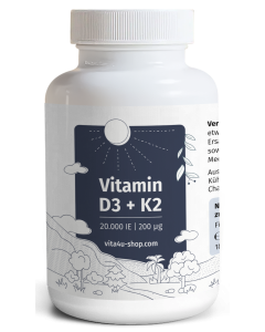 Vitamin D3 20000 I.E. mit 200 μg Vitamin K2
