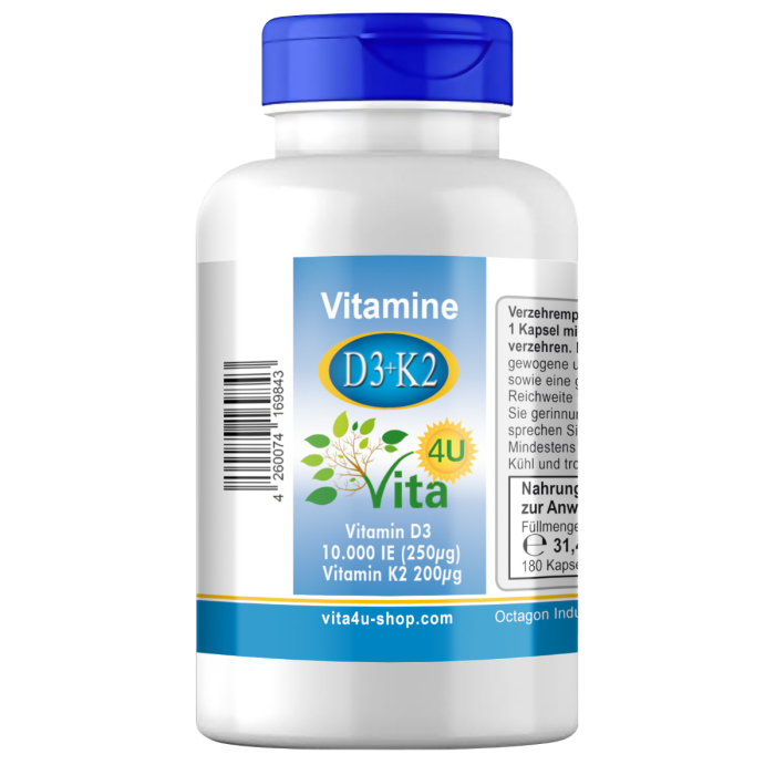 Vitamin D3 10000 IE + Vitamin K2 200 μg MK7 | 180 Depot-Kapseln main product photo