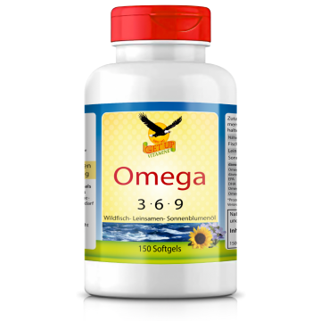 Omega 3-6-9 hochdosiert 1000 mg, reich an EPA & DHA, 150 Kapseln