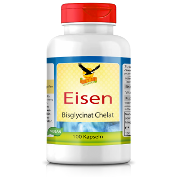 Eisen Premium Bisglycinat + Kupfer & Vitamin C, 100 Kaps