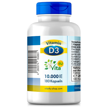 Vitamin D3 10000 IE hochdosiert & vegan | 180 Depot-Kapseln
