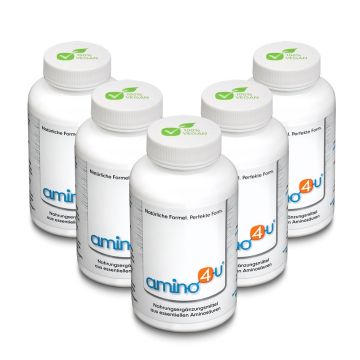 5 Packungen Amino4u - alle 8 L-Aminosäuren | 600 Presslinge zu je 1g