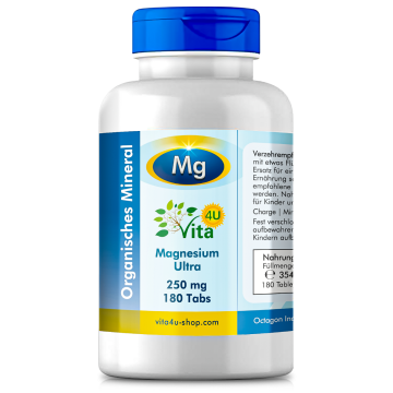 Magnesium Ultra Chelat 250 mg - Magnesiumglycinat 1800 mg bioverfügbar | 180 Tabletten