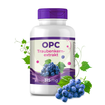 OPC Traubenkernextrakt 315mg | 120 Kapseln | Traubenkernextrakt hochdosiert | 315 mg Oligomere Proanthocyanidine je Kapsel | vegan